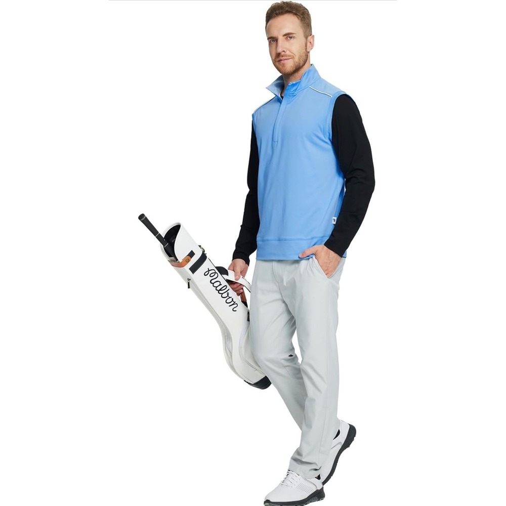 Michel Rouen Performance Vest Mens Large Blue Good Quarter Zip Golf Layering NWT